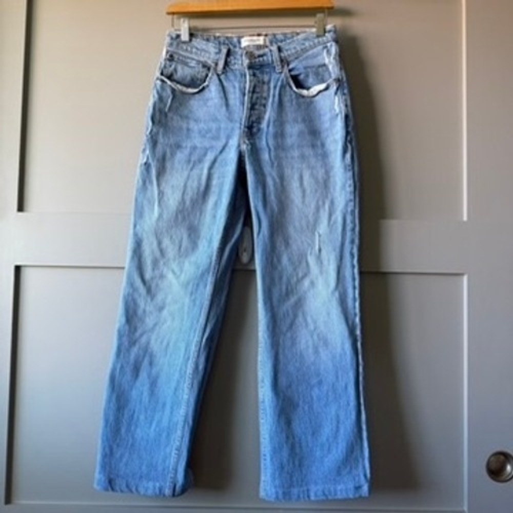 Abercrombie & Fitch 90s Baggy Jeans Womens 26/2R Light Wash Low Rise Distressed